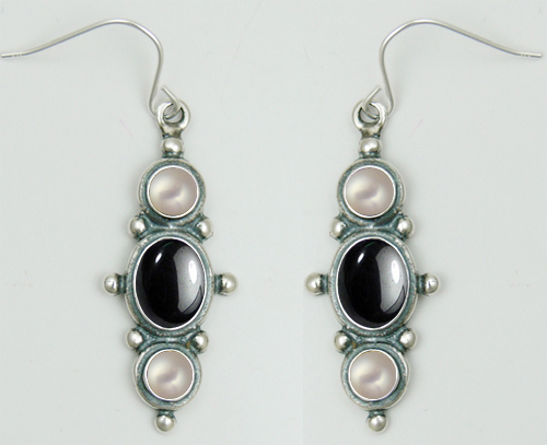 Sterling Silver Drop Dangle Earrings With Hematite And Cultured Freshwater Pearl